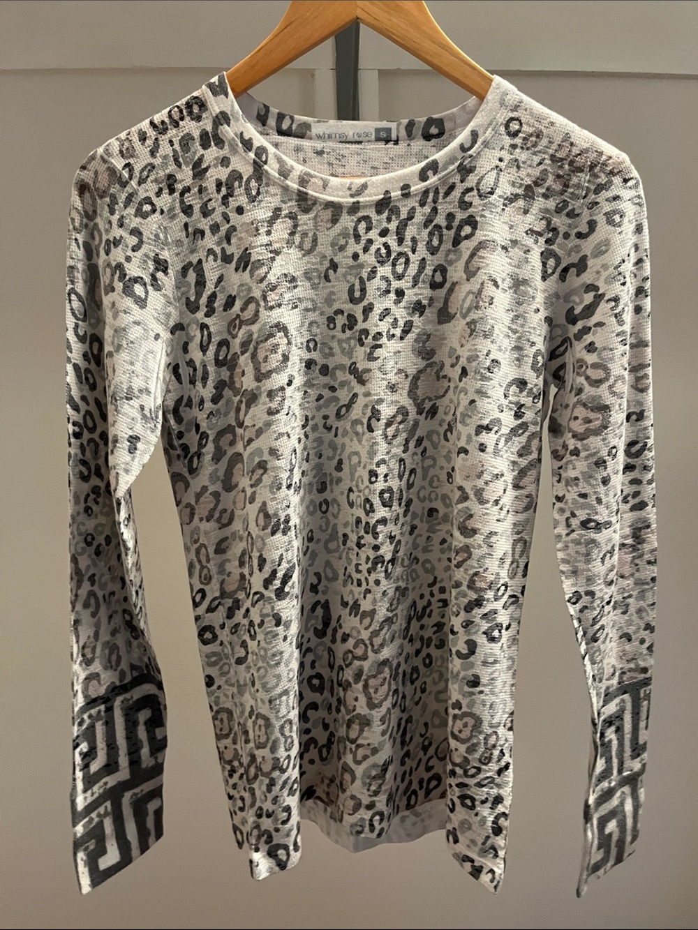Whimsy Rose Leopard Print Long-Sleeve Women's Sweater - Gray